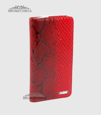 Кошелек на молнии KARYA 1126 с отделением для телефона и денег019 RED Lack