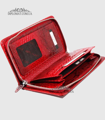 Кошелек на молнии KARYA 1126 с отделением для телефона и денег019 RED Lack
