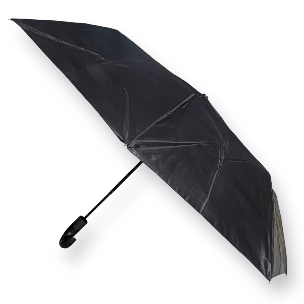 Зонт Полуавтомат Три Слона L8001 Ручка-крюк  Polyester BLACK Черный