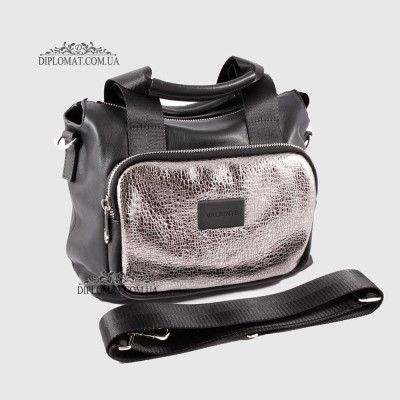 Сумка Женская Кожаная VALIENTE 962 Ремень на плечо SAUBAGE black Shantal т.ник Черный
