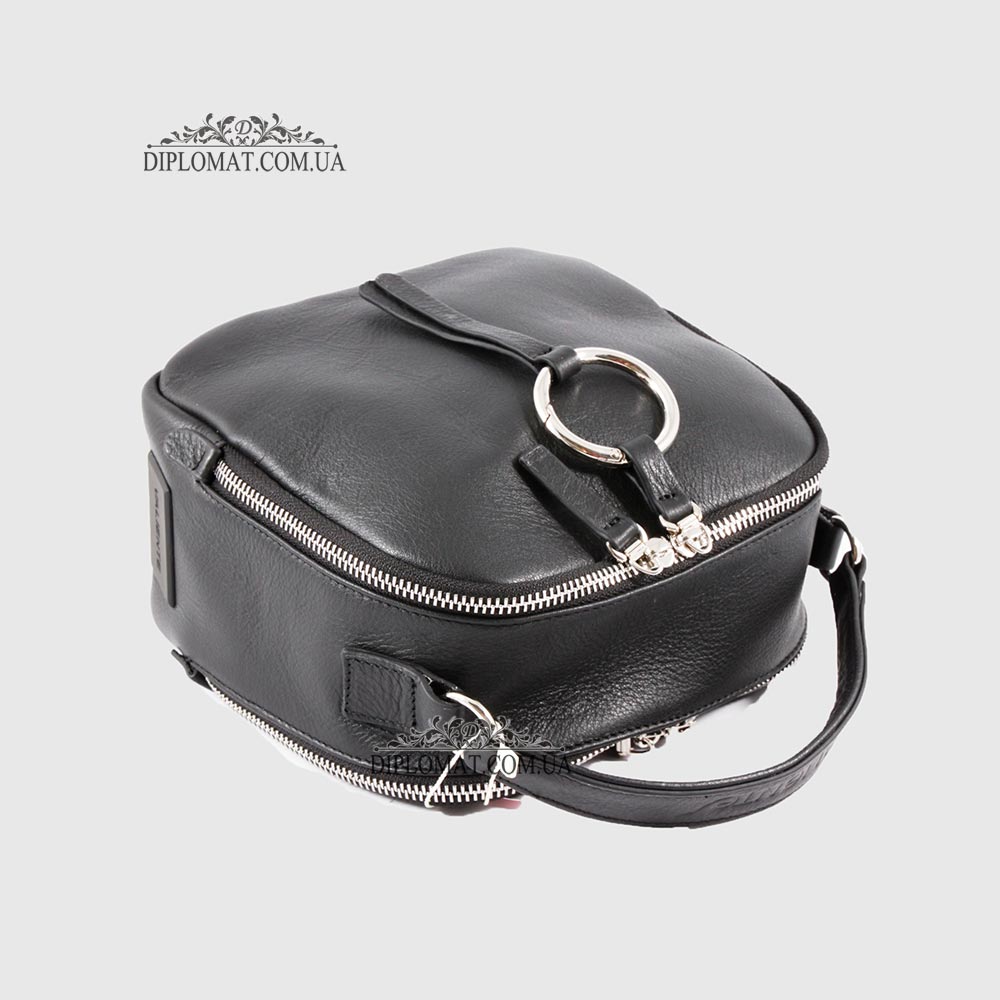 Сумка Женская Кожаная VALIENTE 989 два отделения на металической молнии BLACK Sauvage Черный