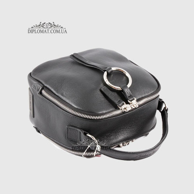 Сумка Женская Кожаная VALIENTE 989 два отделения на металической молнии BLACK Sauvage Черный