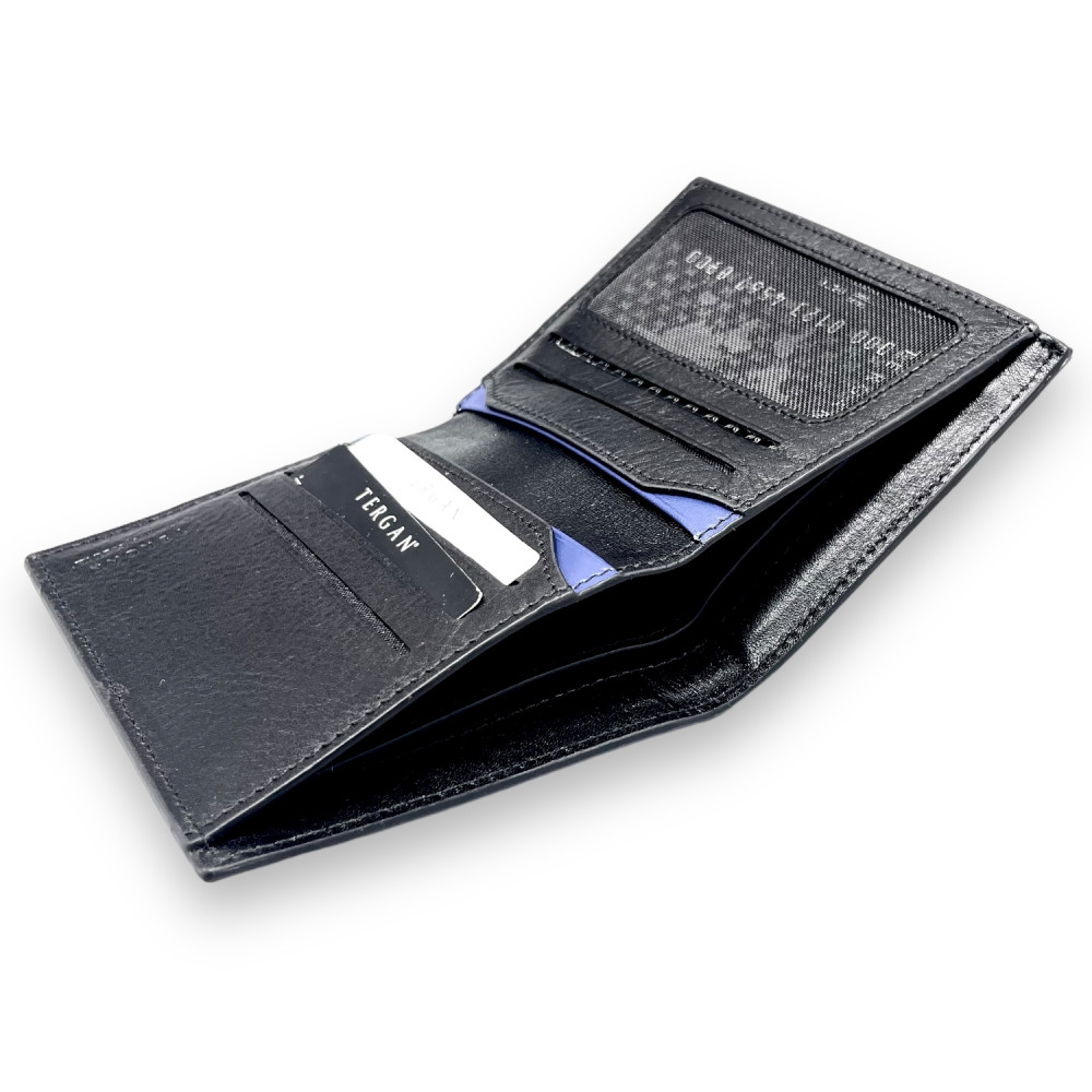 Портмоне мужское TERGAN 1612 SIYAH VEGETAL Кожаное со съемным картхолдером черного цвета