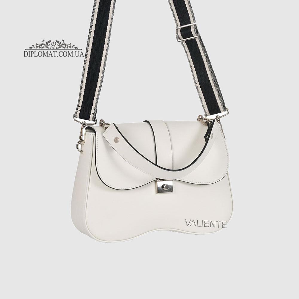 Сумка Женская VALIENTE 1144 Кожаная Средняя Центральная кожаная ручка PRADA Белый Белый-Бежевый
