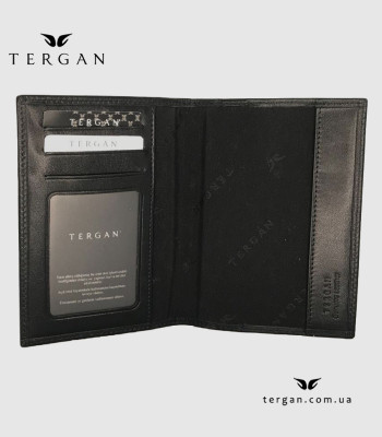 Обложка для паспорта TERGAN 1200-1 С отелениями для карточекSIYAH RUSTIC Черный