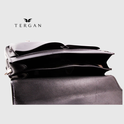 Портфель Кожаный TERGAN 2775 С двумя накладными карманами SIYAH VEGETAL Черный