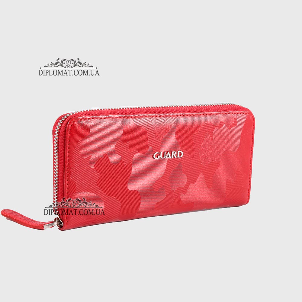 Кошелек на молнии кожаный GUARD 2232  KIRMIZI WAR Красный/Розовый