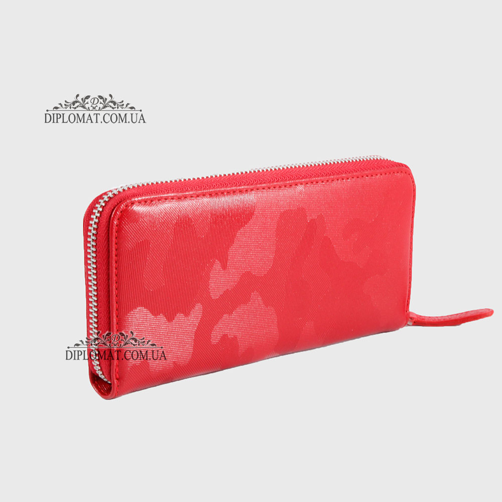 Кошелек на молнии кожаный GUARD 2232  KIRMIZI WAR Красный/Розовый