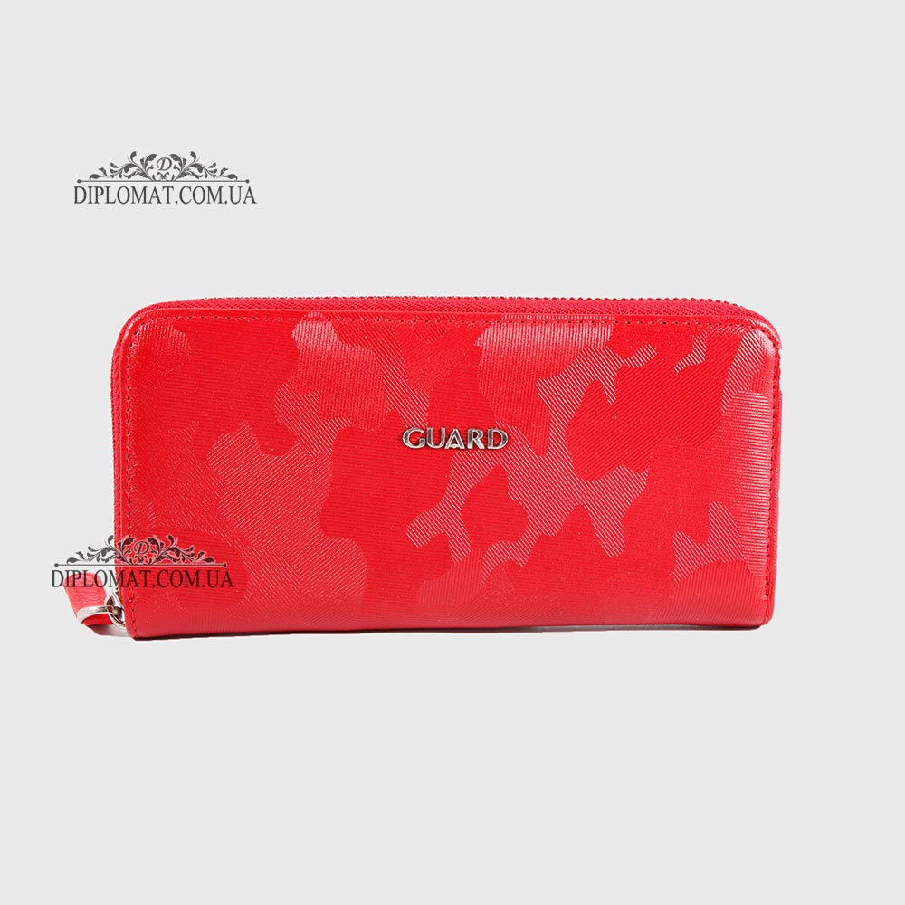 Кошелек на молнии кожаный GUARD 2232  KIRMIZI WAR Красный/Розовый