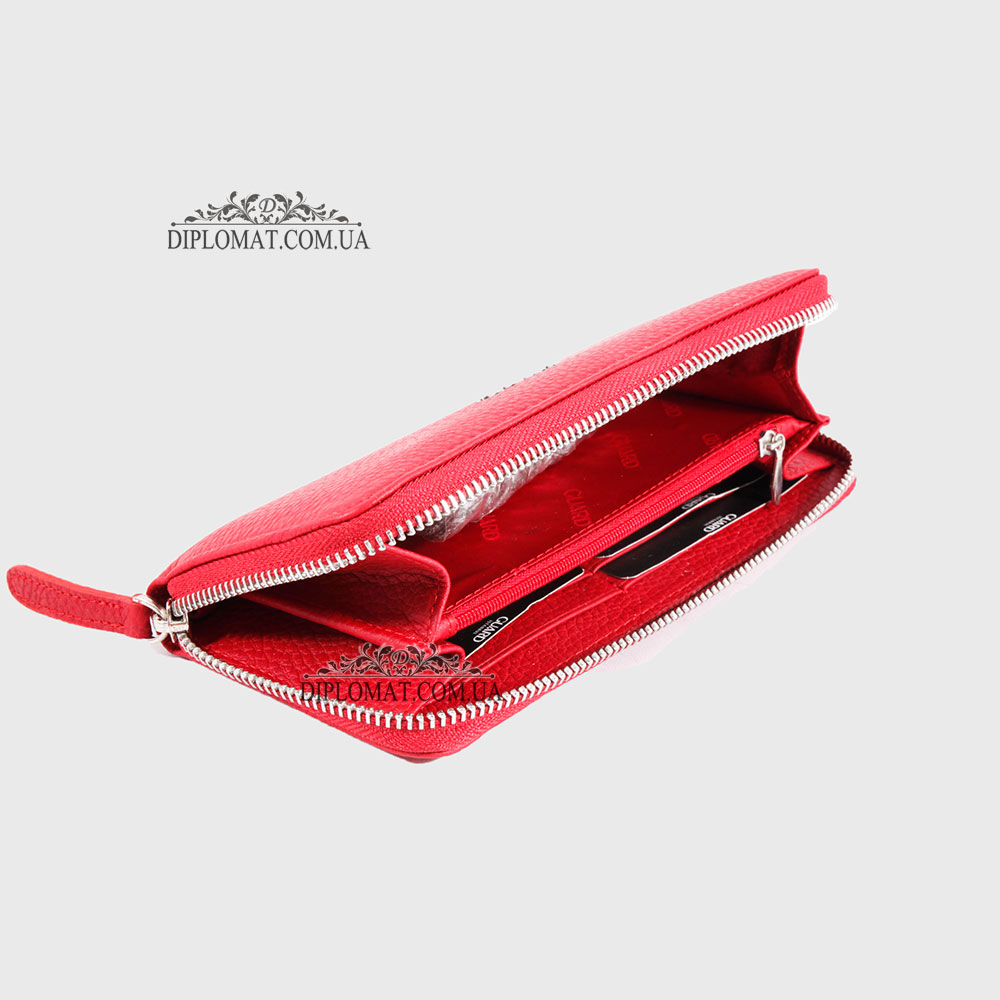 Кошелек на молнии кожаный GUARD 2232  KIRMIZI FLOATER Красный/Розовый