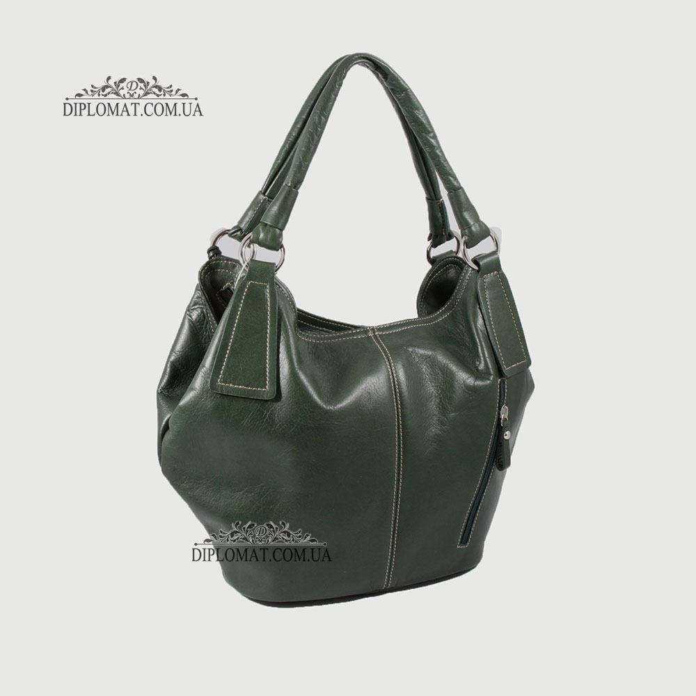 Сумка Женская Кожаная Большая Ручка на плечо BELLINI Sorano 5050  GREEN vegetal Зеленый