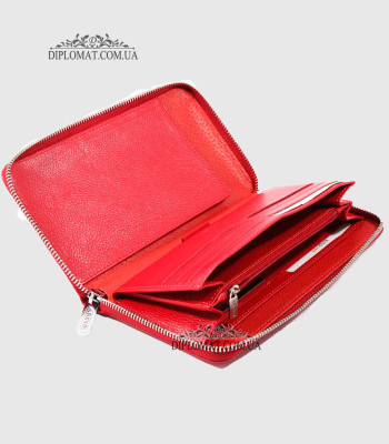 Кошелек на молнии KARYA 1118 Кожаный 46 RED