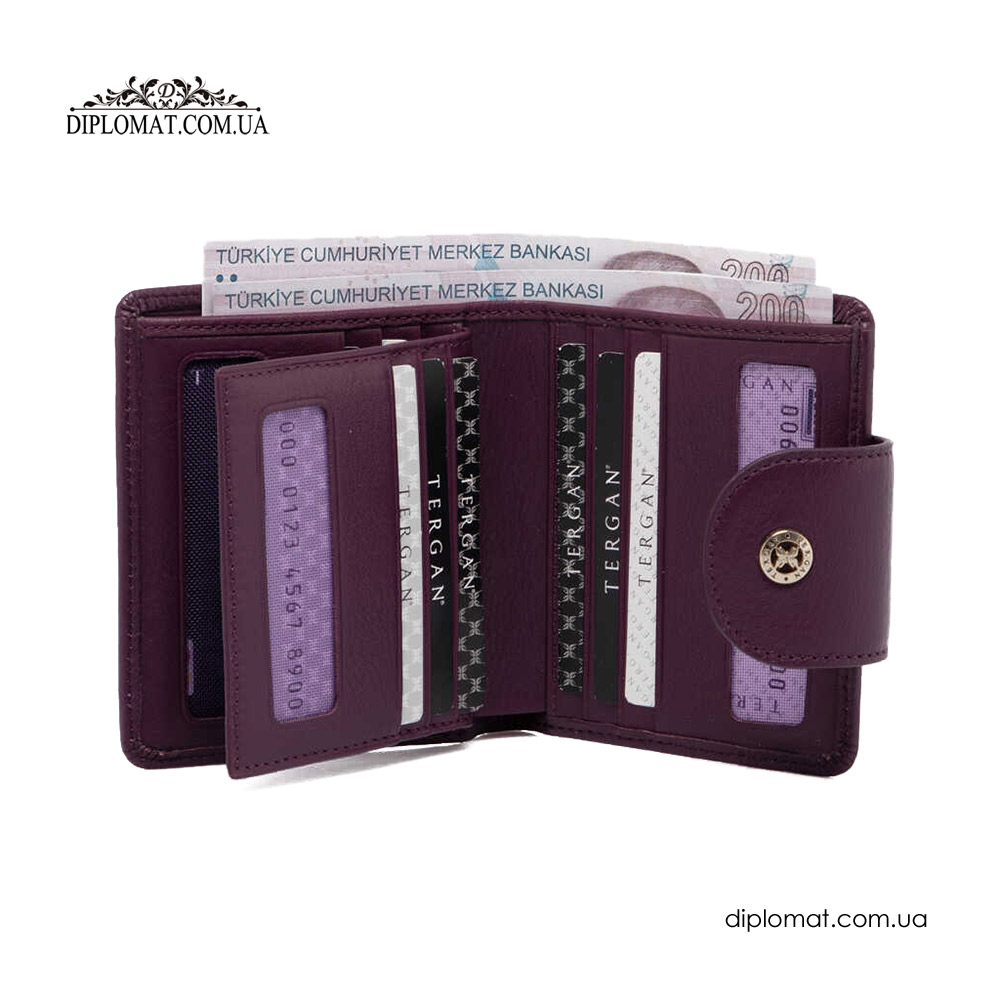 Портмоне женское TERGAN 5674 Кожаное на кнопке  MOR ARSEL