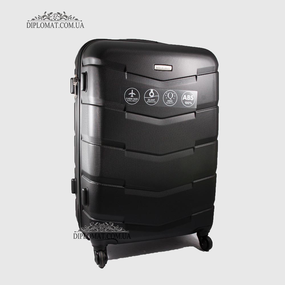 Чемодан Средний WITTCHEN 56-3A-402 Пастик ABS на колесах  Plastc ABS 11 Black Черный Черный