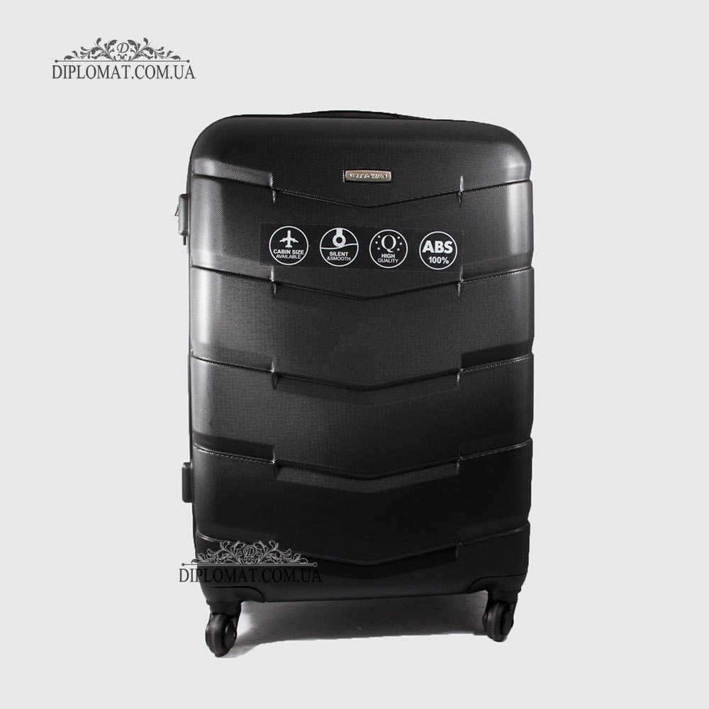 Чемодан Средний WITTCHEN 56-3A-402 Пастик ABS на колесах  Plastc ABS 11 Black Черный Черный
