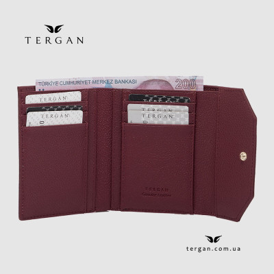 Кошелек женский TERGAN 5809 BORDO MONACO Бордовый Кожаный небольшого размера