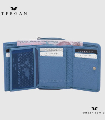 Кошелек женский TERGAN 5798 Кожаный отделение для монет внешнее на молнии MAVI FLOATER