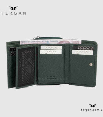 Кошелек женский TERGAN 5798 Кожаный отделение для монет внешнее на молнии YESIL FLOATER