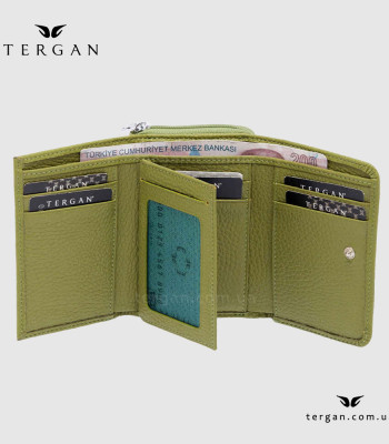 Кошелек женский TERGAN 5798 Кожаный отделение для монет внешнее на молнии ACIK YESIL FLOATER