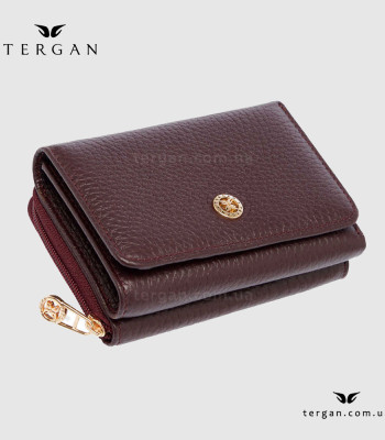 Кошелек женский TERGAN 5798 Кожаный отделение для монет внешнее на молнии KOYU BORDO FLOATER Бордовый