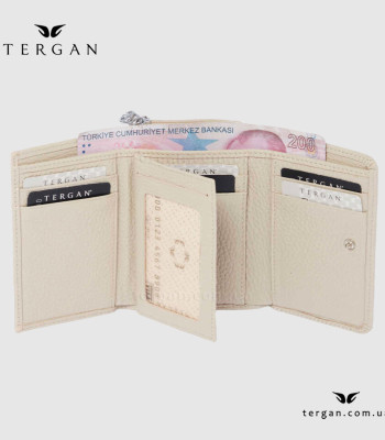 Кошелек женский TERGAN 5798 Кожаный отделение для монет внешнее на молнии BEJ FLOATER