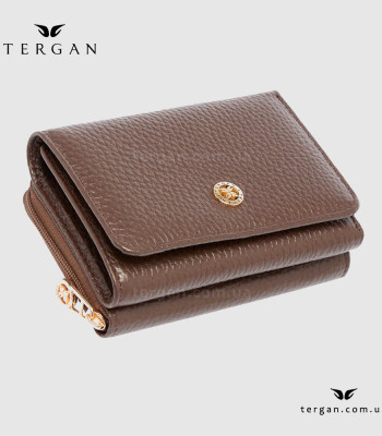 Кошелек женский TERGAN 5798 Кожаный отделение для монет внешнее на молнии KAHVE FLOATER Коричневый