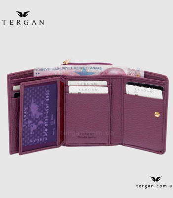 Кошелек женский TERGAN 5798 Кожаный отделение для монет внешнее на молнии MOR FLOATER