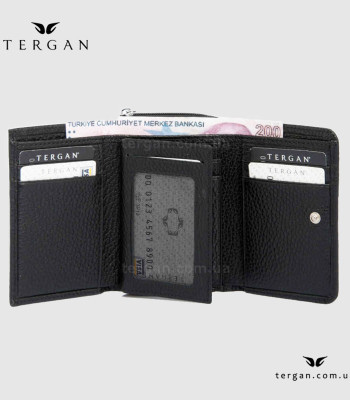 Кошелек женский TERGAN 5798 Кожаный отделение для монет внешнее на молнии SIYAH FLOATER Черный