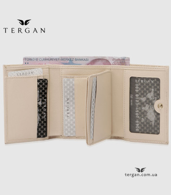 Портмоне женское TERGAN 5633 Кожаное Небольшого размераKREM SAFIANO