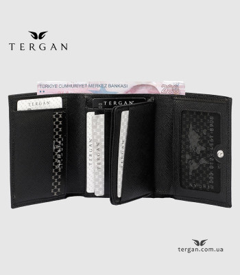 Портмоне женское TERGAN 5633 Кожаное Небольшого размераSIYAH SAFIANO Черный