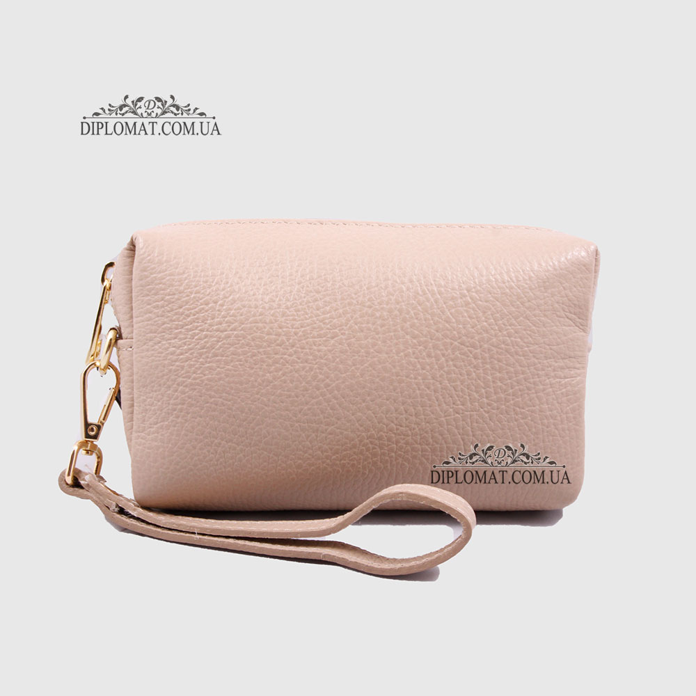 Косметичка женская GIADA PELLE 0027 Кожаная на Одно отделение Металлическая фурнитура  BEJ floater Белый/Бежевый