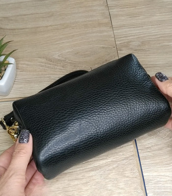 Косметичка женская GIADA PELLE 0027 Кожаная на Одно отделение Металлическая фурнитура BLACK floater