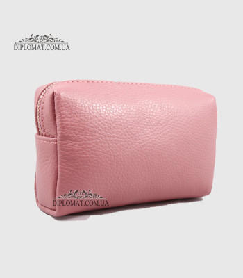 Косметичка женская GIADA PELLE 0027 Кожаная на Одно отделение Металлическая фурнитура PINK floater