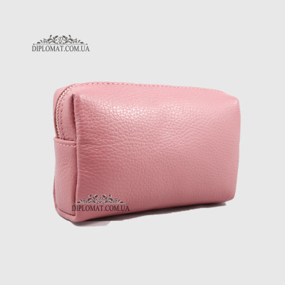 Косметичка женская GIADA PELLE 0027 Кожаная на Одно отделение Металлическая фурнитура  PINK floater Красный/Розовый