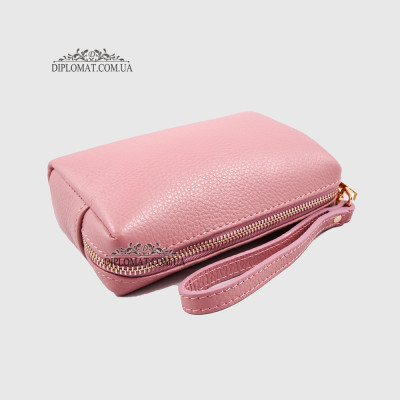 Косметичка женская GIADA PELLE 0027 Кожаная на Одно отделение Металлическая фурнитура  PINK floater Красный/Розовый