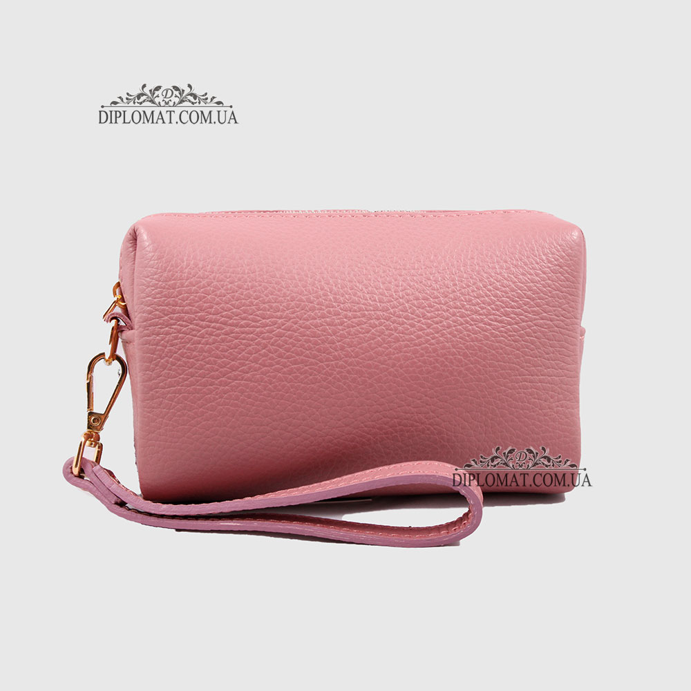 Косметичка женская GIADA PELLE 0027 Кожаная на Одно отделение Металлическая фурнитура  PINK floater Красный/Розовый