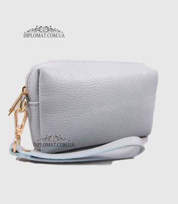 Косметичка женская GIADA PELLE 0027 Кожаная на Одно отделение Металлическая фурнитура L.BLUE floater