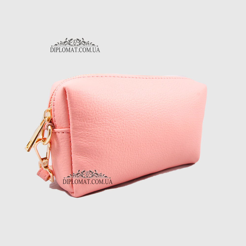 Косметичка женская GIADA PELLE 0027 Кожаная на Одно отделение Металлическая фурнитура  CORAL floater Коралловый