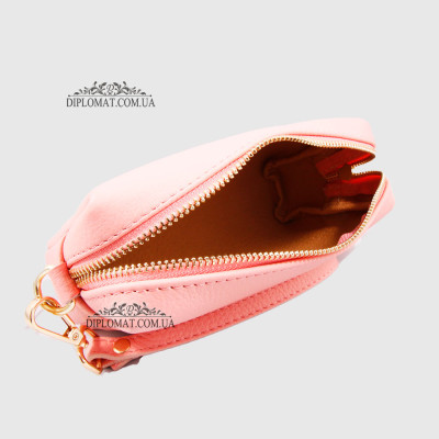 Косметичка женская GIADA PELLE 0027 Кожаная на Одно отделение Металлическая фурнитура  CORAL floater Коралловый