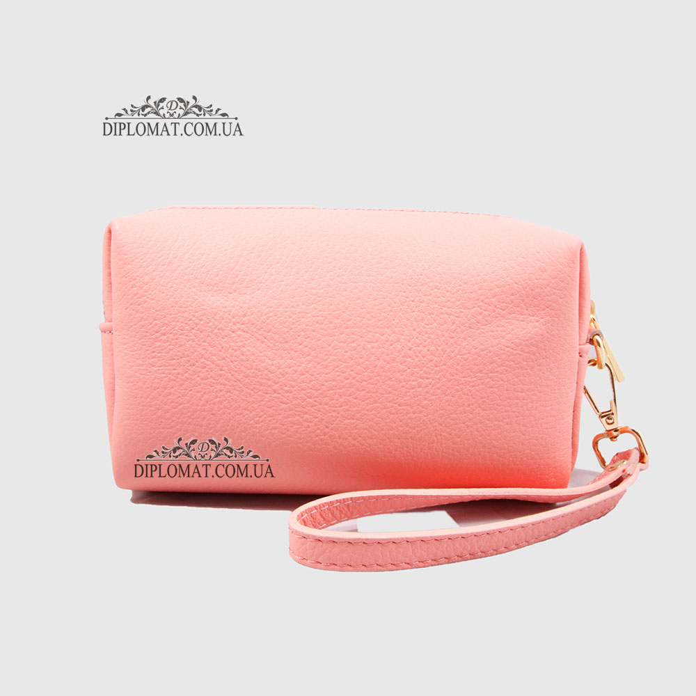 Косметичка женская GIADA PELLE 0027 Кожаная на Одно отделение Металлическая фурнитура  CORAL floater Коралловый