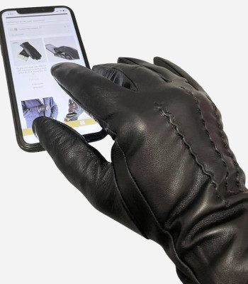 Перчатки мужские кожаные сенсорные PAIDI ANJ-RY-604 ЧерныйKID LEATHER black Размеры 10-12