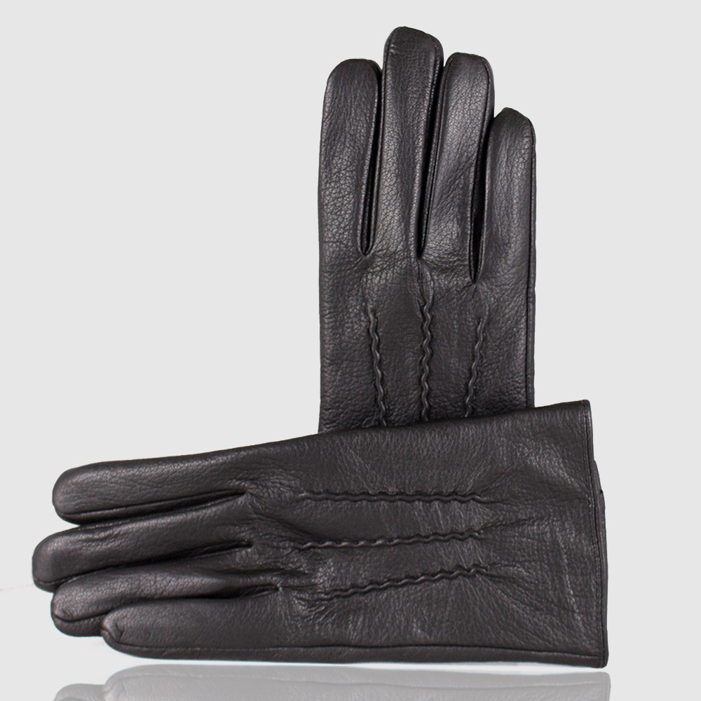 Перчатки мужские BALISA S-106  DEER BLACK Размеры 10-12 черные с натуральной кожи оленя на шерстяной подкладке  Черный