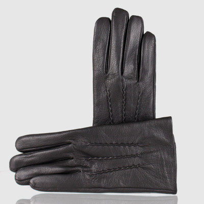Перчатки мужские BALISA S-106  DEER BLACK Размеры 10-12 черные с натуральной кожи оленя на шерстяной подкладке  Черный