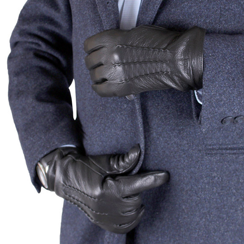 Перчатки мужские BALISA S-106  DEER BLACK Размеры 10-12 черные с натуральной кожи оленя на шерстяной подкладке  Черный