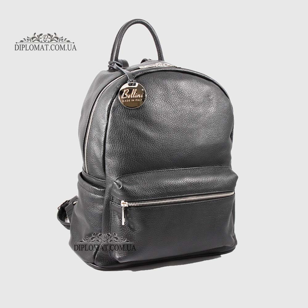 Рюкзак женский Кожаный BELLINI Bruna V0031  BLACK floater Черный