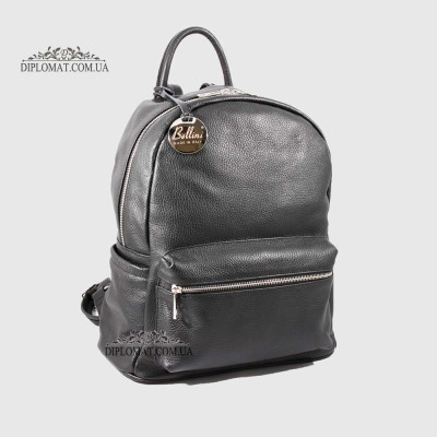 Рюкзак женский Кожаный BELLINI Bruna V0031  BLACK floater Черный