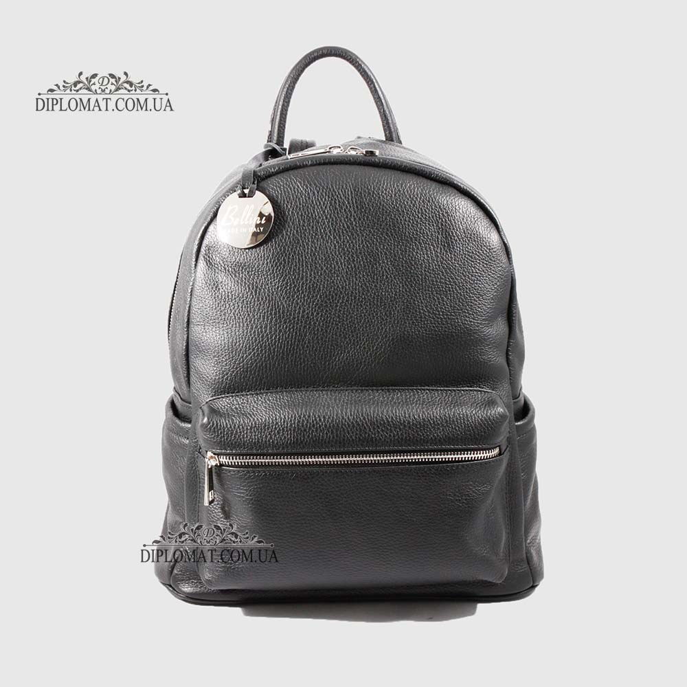 Рюкзак женский Кожаный BELLINI Bruna V0031  BLACK floater Черный