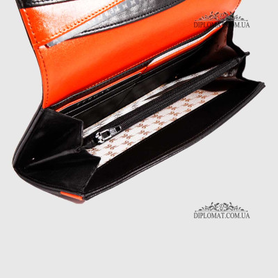 Кошелек женский кожаный TERGAN 5779  SIYAH PALERMO/ORANGE ATLANTIS