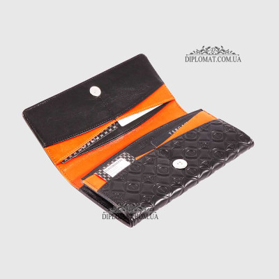 Кошелек женский кожаный TERGAN 5779  SIYAH PALERMO/ORANGE ATLANTIS