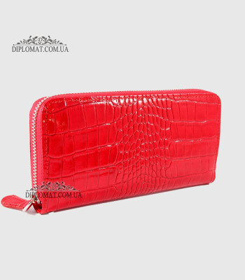 Кошелек на молнии CANPELLINI 706 Кожаный С петелькой на руку142 RED CROCO LAK Красный
